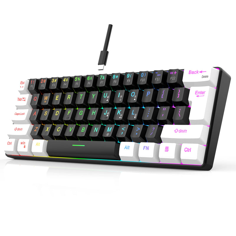 Mini Teclado Gaming, Ultra Compacto, Impermeável, Pequeno Compacto, 61 Teclas, Fit para PC, Mac Gamers, 60%