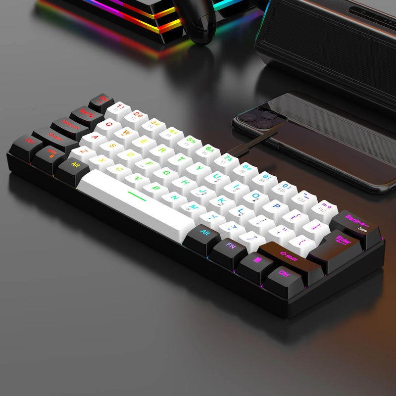 Mini Teclado Gaming, Ultra Compacto, Impermeável, Pequeno Compacto, 61 Teclas, Fit para PC, Mac Gamers, 60%