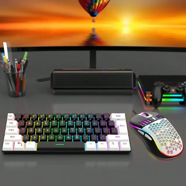 Mini Teclado Gaming, Ultra Compacto, Impermeável, Pequeno Compacto, 61 Teclas, Fit para PC, Mac Gamers, 60%